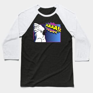 Screaming Umbrella Cockatoo Comic Baseball T-Shirt